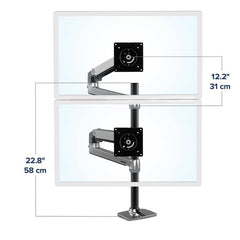 BRACCIO PER DUE MONITOR SOVRAPPOSTI LX-PALO ALTO (ALLUMINIO)
