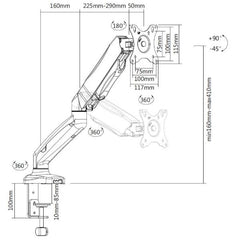 EQUIP - STAFFA MONITOR 17"-32" PAN & TILT DA SCRIVANIA