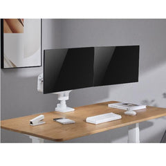 EQUIP - STAFFA DOPPIO MONITOR 17"-35" ROBUSTO PAN & TILT DA SCRIVANIA, BIANCO