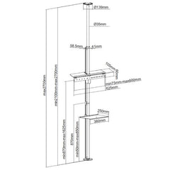 EQUIP - STAFFA TV 37"-70" PAN DA PAVIMENTO A SOFFITTO