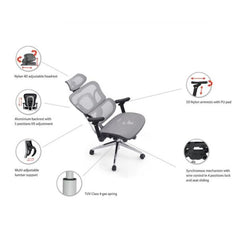 EQUIP - SEDIA DA UFFICIO ERGONOMICA PREMIUM, con poggiatesta e braccioli, Blu/Nera