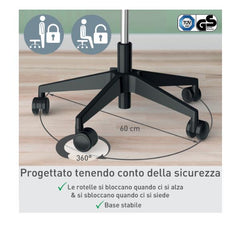 Leitz Ergo Sgabello Active con Ruote e Seduta Comfort Oscillante