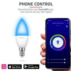 E14 LAMPADINA CANDELA LED RGBCW WI-FI COMPATIBILE ALEXA GOOGLE HOME