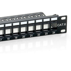EQUIP - PATCH PANEL 24-PORTE KEYSTONE CAT.6 NON SCHERMATO, 1U 19" - Nero
