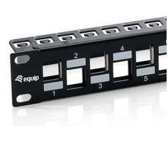 EQUIP - PATCH PANEL 24-PORTE KEYSTONE CAT.6A SCHERMATO, 1U 19" - Nero