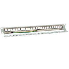 EQUIP - PATCH PANEL 24-PORTE KEYSTONE SCHERMATO, 1U 19" - Grigio Chiaro