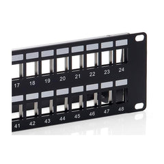 EQUIP - PATCH PANEL 48-PORTE KEYSTONE CAT.6 SCHERMATO 19" 2U, Nero