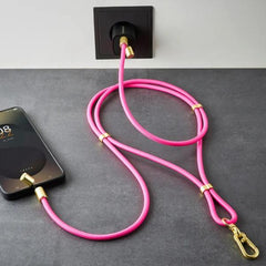 Cordino di ricarica USB-C e portacellulare 2 in 1 Neon Pink