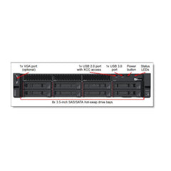Lenovo ThinkSystem SR650 Xeon Silver 4215R (8C 3.2GHz 11MB Cache/130W) 32GB 2933MHz (1x32GB, 2Rx4 RDIMM), 3.5" Chassis, No Backplane, No RAID, 1x750W Titanium, XCC Enterprise, Tool