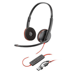 Cuffie HP Poly Blackwire 3220 USB-C/A Black Headset +USB-C/A Adapter (Bulk)
