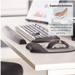 9175801  Tappetino mouse con poggiapolsi in Memory Foam - Argento