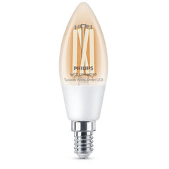 Lampadina a oliva a filamento trasparente 4,9 W (Eq. 40 W) C35 E14