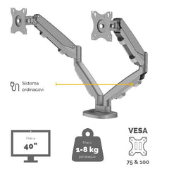 BRACCIO MONITOR DOPPIO EPPA COLORE SILVER