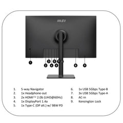 Modern MD272UPHG, UHD, TYPE-C 98W, USB HUB, SPEAKERS, PIVOT, ATTACCO VESA