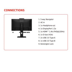 PRO MP272PMG, FHD, 120Hz, HDMI/DP/VGA, SPEAKERS, PIVOT, ATTACCO VESA, WEBCAM INTEGRATA, USB HUB, EPEAT