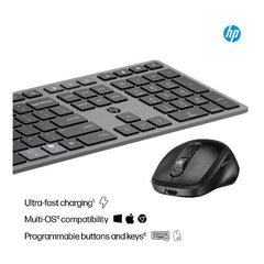 Combinazione di tastiera e mouse wireless ricaricabili multidispositivo HP 720