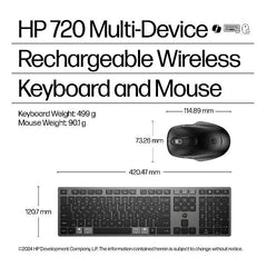 Combinazione di tastiera e mouse wireless ricaricabili multidispositivo HP 720