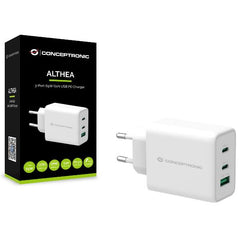 CARICATORE 3-PORTE 65W GAN USB PD (2x USB-C , 1x USB-A, QC 3.0)