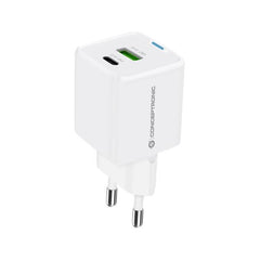 CARICATORE PD USB 2-PORTE 20W GaN (1x USB-C, 1x USB-A, QC 3.0, PPS) - BIANCO