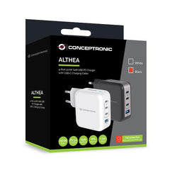 CARICATORE PD USB 4-PORTE 100W GaN con cavo di ricarica USB-C, (3x USB-C, 1x USB-A, QC 3.0, PPS) - NERO