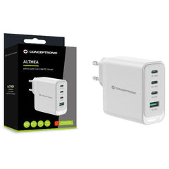 CARICATORE PD USB 4-PORTE 100W GaN, 3x USB-C, 1x USB-A, QC 3.0, PPS, PD 3.0