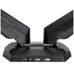 Supporto a Doppio Braccio per dual Monitor con 2 porte USB e Audio Pass-Through