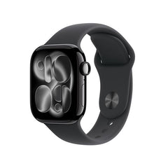 Apple Watch Series 11 GPS, Cassa 42 mm in alluminio Jet Black con Cinturino Sport nero - M/L