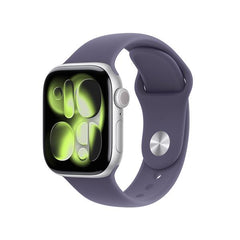Apple Watch Series 11 GPS, Cassa 42 mm in alluminio color argento con Cinturino Sport viola nebbia - S/M