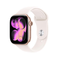 Apple Watch Series 11 GPS, Cassa 46 mm in alluminio color oro rosa con Cinturino Sport rosa fard - S/M