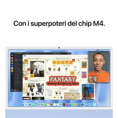 iMac 24" con display Retina 4,5K: Chip Apple M4 con CPU 10-core e GPU 10-core, 16GB, 512GB SSD - Blu