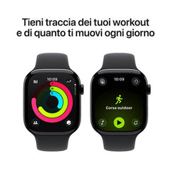 Apple Watch Series 11 GPS, Cassa 46 mm in alluminio Jet Black con Cinturino Sport nero - M/L