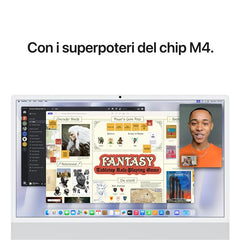 iMac 24" con display Retina 4,5K, Vetro con nanotexture: Chip Apple M4 con CPU 10-core e GPU 10-core, 16GB, 256GB SSD - Argento