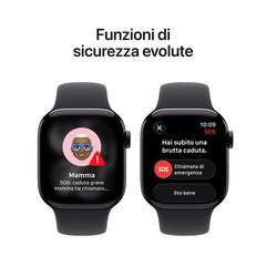 Apple Watch Series 11 GPS, Cassa 42 mm in alluminio Jet Black con Cinturino Sport nero - M/L