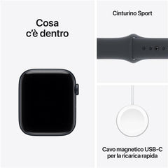 Apple Watch SE 3 GPS, Cassa 44 mm in alluminio mezzanotte con Cinturino Sport mezzanotte - M/L
