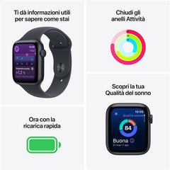 Apple Watch SE 3 GPS, Cassa 44 mm in alluminio mezzanotte con Cinturino Sport mezzanotte - S/M