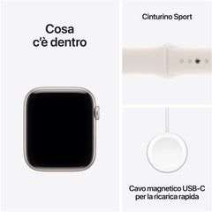 Apple Watch SE 3 GPS, Cassa 44 mm in alluminio galassia con Cinturino Sport galassia - M/L