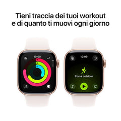 Apple Watch Series 11 GPS, Cassa 42 mm in alluminio color oro rosa con Cinturino Sport rosa fard - S/M