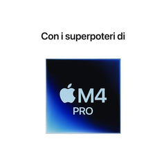 Mac mini: Chip Apple M4 Pro con CPU 12-core e GPU 16-core, 24GB, 512GB SSD