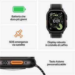 Apple Watch Ultra 3 GPS + Cellular, Cassa 49 mm in titanio naturale con Cinturino Ocean blu salmastro