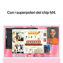 iMac 24" con display Retina 4,5K: Chip Apple M4 con CPU 10-core e GPU 10-core, 16GB, 512GB SSD - Rosa
