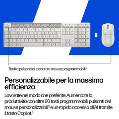 Kit Tastiera e Mouse wireless e Bluetooth dual-mode HP 495C Bianca