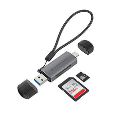 LETTORE DI SCHEDE 2-IN-1 USB 3.0 DUAL PLUG -- SD/SDHC/SDXC, Micro SD/T-Flash, UHS-I