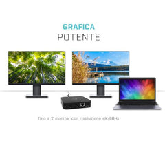 Docking station USB-C per Due monitor DP (2X DIsplay Port) PD 100W con alimentatore 100W