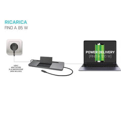 DOCKING USB-C Triplo Monitor 4K (3x Monitor: VGA, HDMI, DP) + PD 85W