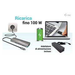 DOCKING STATION USB-C - HDMI+LAN+PD100W+ Alimentatore