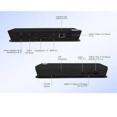 Docking Station USB-C per TRIPLO MONITOR  (3xDisplay: 2xDP / 1xHDMI)+ PD 65W con alimentatore