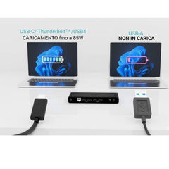 Docking station USB-C/A. DOPPIO MONITOR (2xHDMI, 2xDP) 4K + PD85W con alimentatore