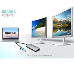 Docking Station Universale USB 3.0 /USB-C / TB Triplo Monitor (Tre Monirtor: 2xHDMI, 1xVGA), 5xUSB + RJ45 LAN + PD100W