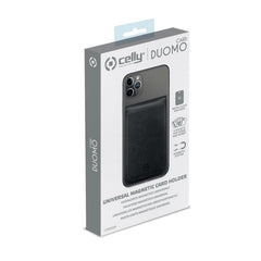CARDD - Porta carte magnetico universale per il retro degli smartphone materiale pelle sintetica colore nero