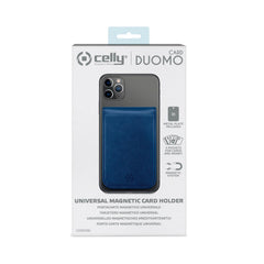 CARDD - Porta carte magnetico universale per il retro degli smartphone materiale pelle sintetica colore blu